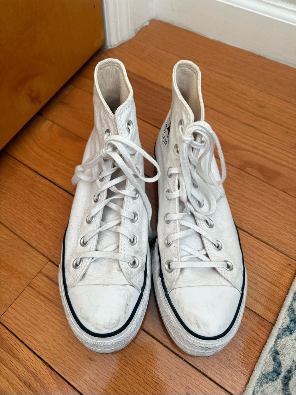 High-Top White Platform Converse Sneakers - Picture 5 of 7